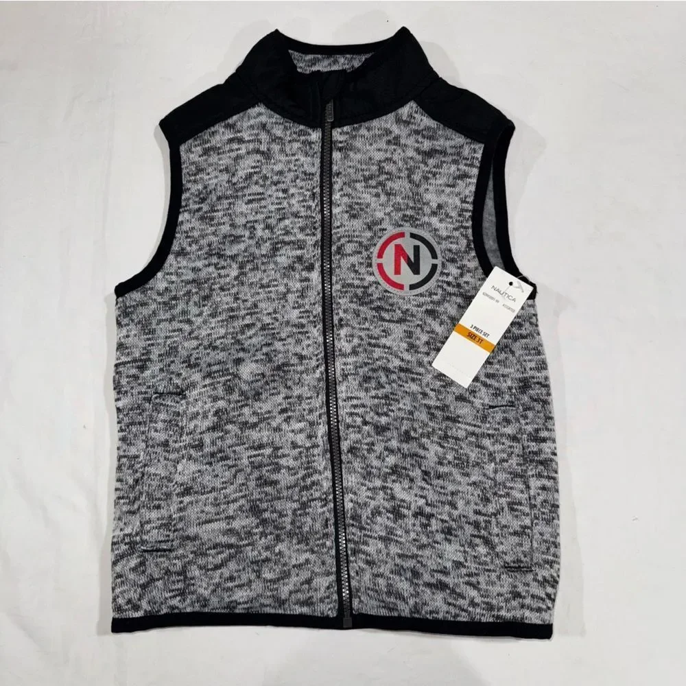 Nautica size 3t Black and Gray Knit Vest nwt